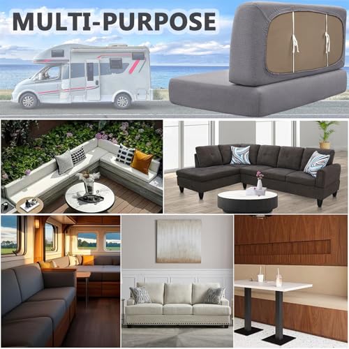 NNSMUN Stretch Bezüge für Wohnwagenpolster wasserdichte rutschfeste Sitzbezüge mit Kordelzug, Elastische Sofa Sitzkissenbezüge für Wohnmobil, Caravan, Innenbereich (Hellgrau,L 65-95cm,W 40-65cm)