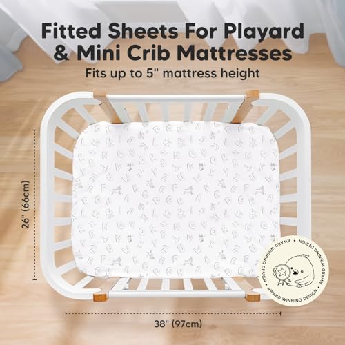 Keababies Pack And Play Sheets Fitted, 2-Pack Mini Crib Sheets - Pack N Play Sheets, Organic Fitted Crib Sheet For Pack And Play Mattress, Playard Baby Crib Sheets,Crib Sheets Neutral For Boys,Girls thumb #1
