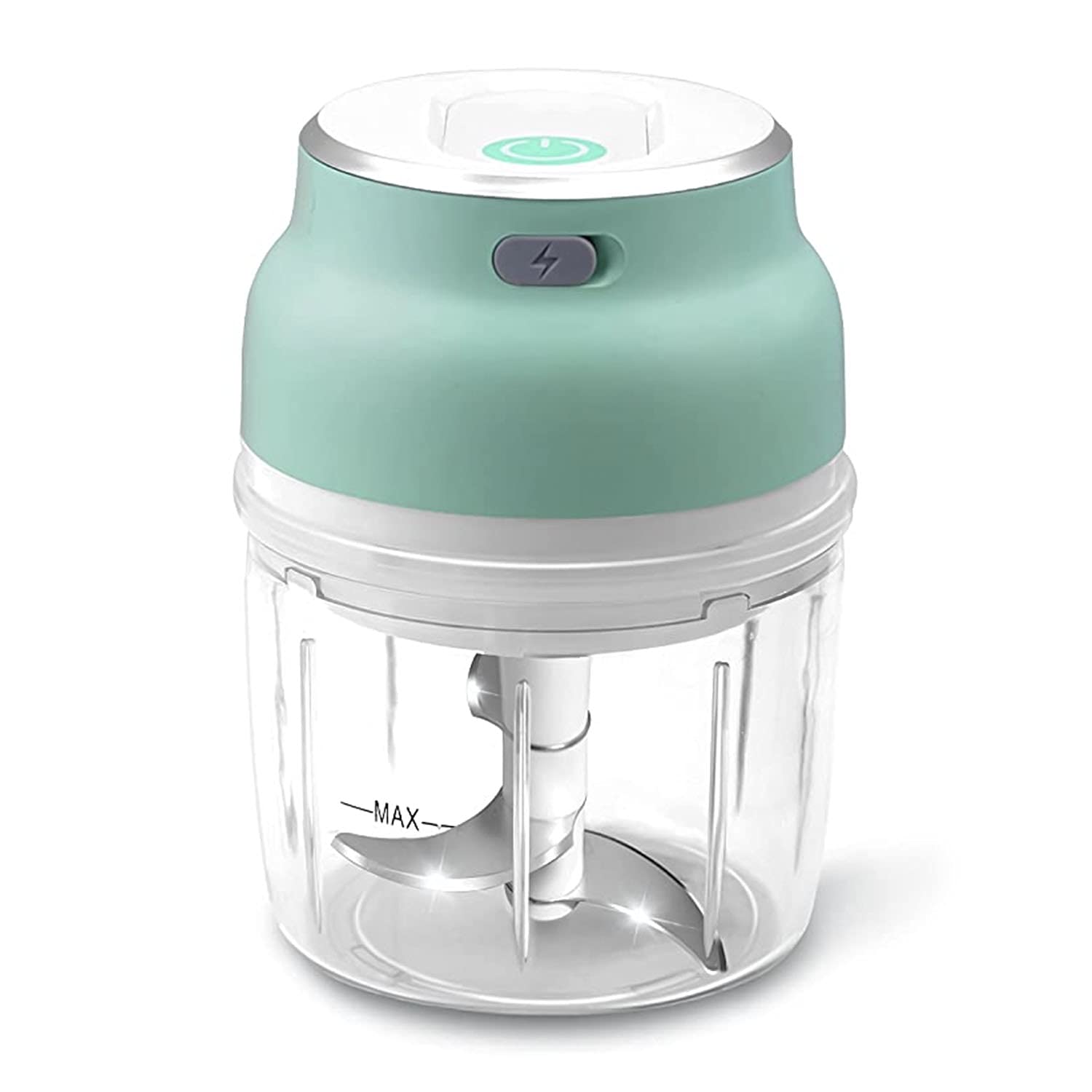 PGI Traders Rechargeable Food Chopper | Stainless Steel Blades | Mince, Slice, Blend | Portable | Easy Clean| USB Cable Included | BPA-Free | 8oz. Capacity