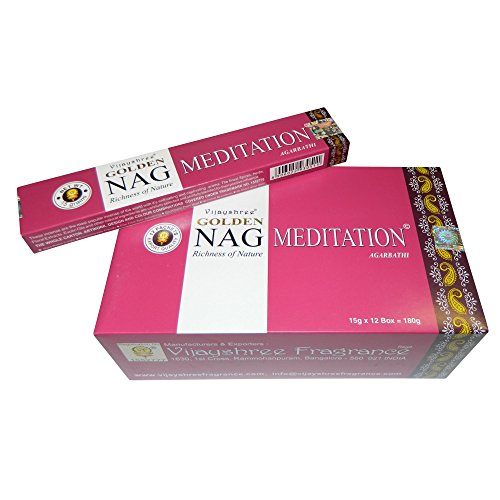 Encens Vijayshree Golden Nag Meditation 12 boîtes Bâtonnets d'encens indiens Cover