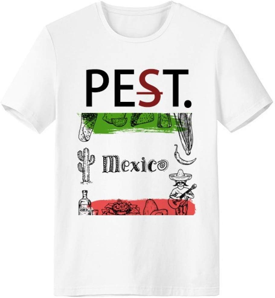 master DIY Mexico Cuisine Cactus Sketch Pet But Not Pest White T-shirt Short Sleeve Crew Neck Sport