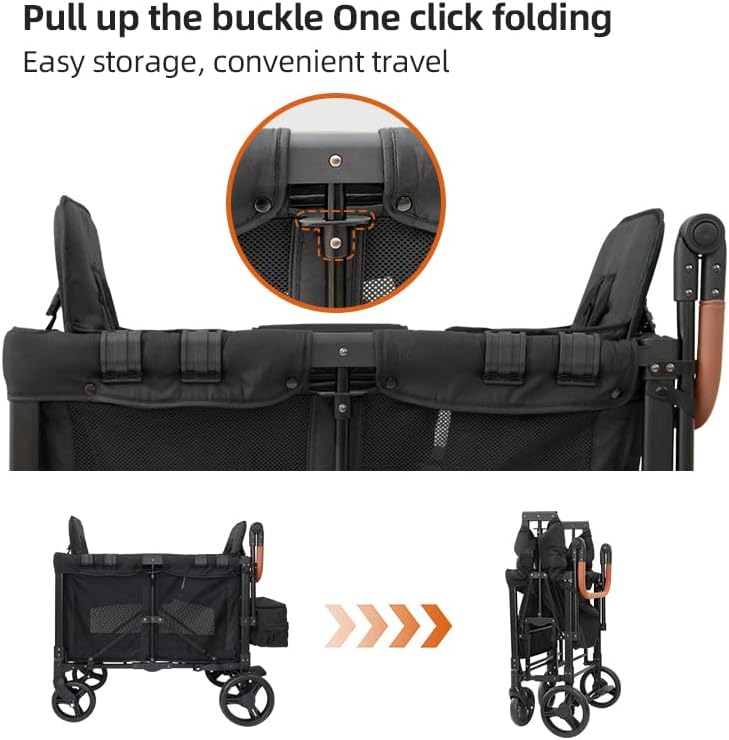 Collapsible Wagon with Wheels, 220 lbs Wagons Carts Foldable Wagon Cart with Flexible Handle, Lightweight Portable Folding Utility Grocery Shopping Cart for Grocery Sports Garden Camping