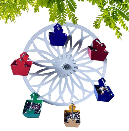 Ferris Wheel Bird Feeder, The Ferris Wheel of Fun for Your Feathered Friends, Rotating Ferris Wheel B-ird Feeder Stainless Steel, Spinning B-ird Feeders for Outdoors & Backyard (Clamp)(Wall-Mounted)