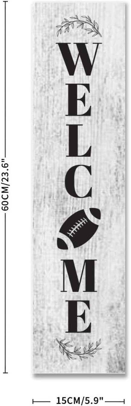 ArogGeld Welcome Porch Sign Football Wooden Sign Welcome Signs Rustic Wood Plaque Wall Art Farmhouse Decor Wall Hanger Home Decor for Front Door Living Room Kitchen