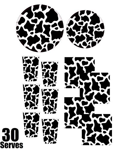 Serves 30 | Complete Party Pack | Cow Print Party Supplies | 9