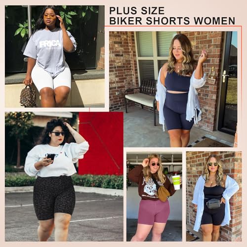 we fleece Plus Size 8" Biker Shorts with Pockets - High Waisted Spandex Yoga Shorts for Women, Workout Gym Cycling Athletic2