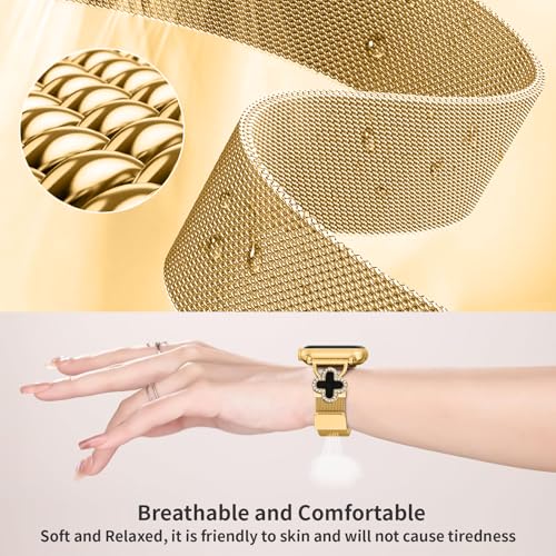 Joyozy Slim Metal Band Compatible with Apple Watch Band 38mm 40mm 41mm 42mm 44mm 45mm 46mm 49mm Skinny Magnetic Strap with Bling Charms, Cute Stainless Steel Band, Dressy Thin iWatch Bracelet for Women