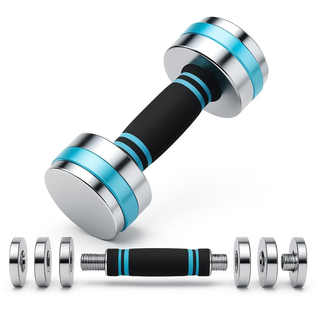 Adjustable Chrome Steel Dumbbells Set | Compact Weights with Anti-Slip Foam Handles for Home & Gym Strength Training (Single 40kg)