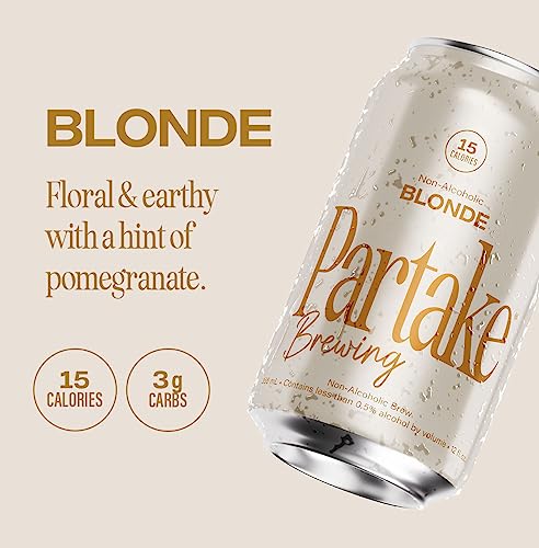 Partake Brewing Non Alcoholic Craft Brew, Blonde, 12 Pack - 12 Ounce Cans, Low Calorie, All Natural Ingredients #TOP4
