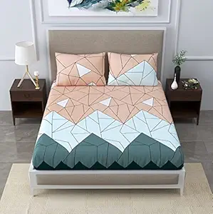 Tolrentro Prime Collection Glace Cotton Premium Double Sized Bedsheet with 2 Matching Pillow Covers,Color- Mixed-Abstract