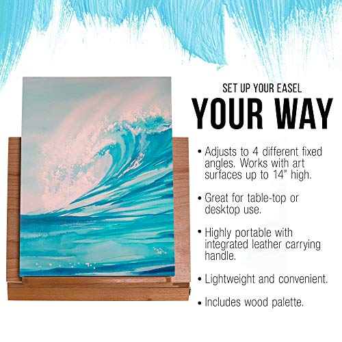 U.s. Art Supply Solid Solana Adjustable Wood Desk Table Easel With Storage Drawer, Paint Palette, Premium Beechwood - Portable Solid Wooden Artist Easel Top Board - Canvas Painting, Drawing Book Stand #TOP3