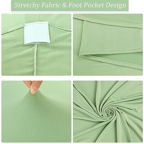 Image of 4 Pack 32x43 Inch Spandex Stretch Square Corners Tablecloth, Fitted High Top Table Cover for Bar, Weddings, Birthday, Banquet, Party (Sage Green)