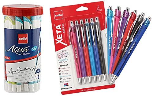 Image of Cello Aqua Blue Gel Pen Jar of 25 Units Xeta Ball Pen