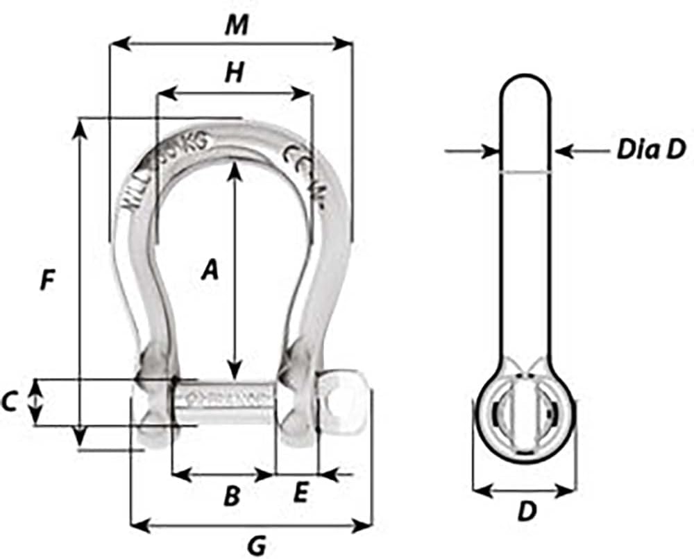 Wichard Self-Locking Bow Shackle - Diameter 8mm - 5/16"