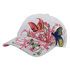 Casquette de Baseball Visière en Coton Anti-UV Papillon Brodé Chapeau de Soleil Plage Camping Pêche Randonnée Golf Réglable Protection Solaire Hip-Hop Sun Cap Sport pour Enfants Garçons Filles