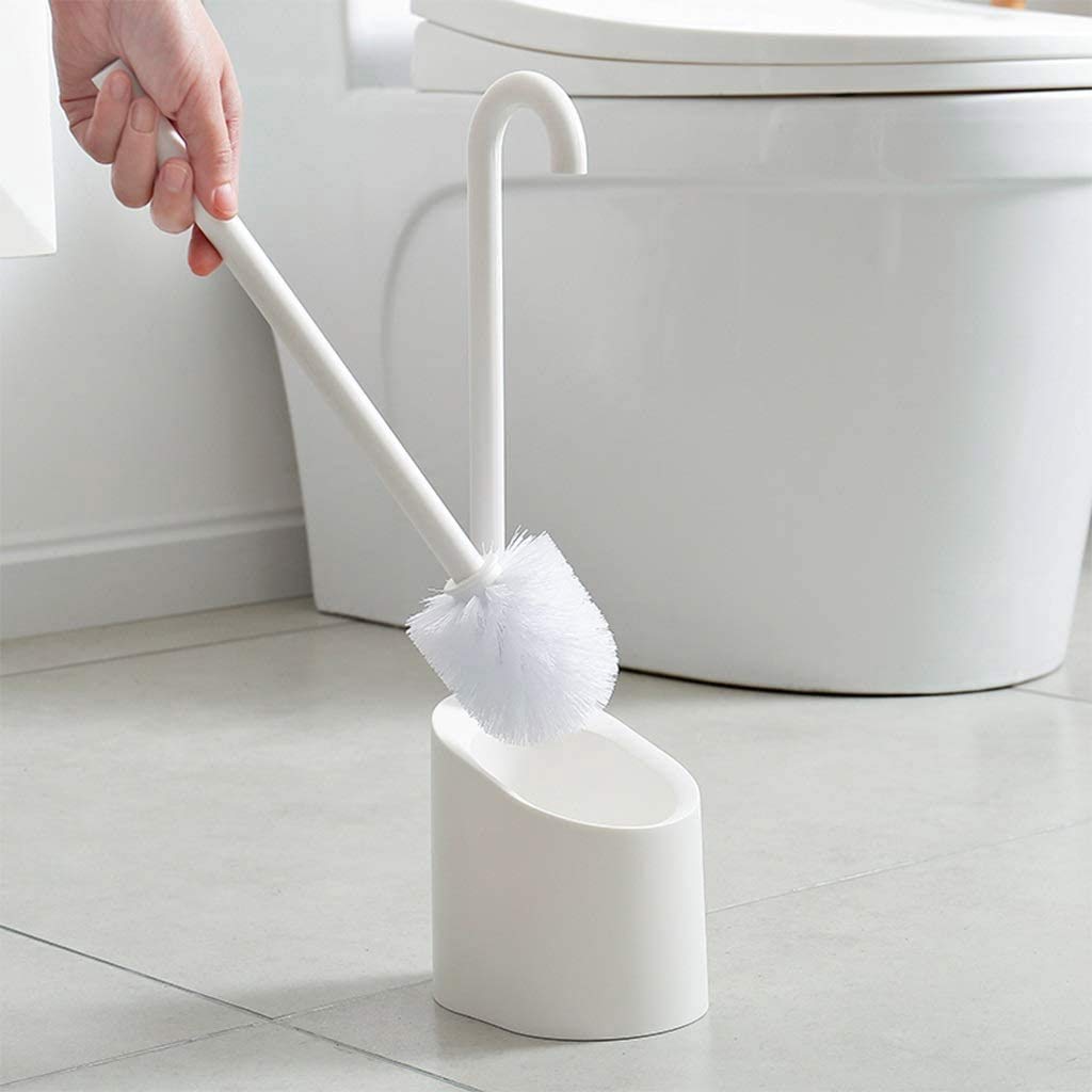 Set di scopino e supporto per WC con manico lungo e setole spesse, design salvaspazio per una pulizia profonda e supporto per un'igiene efficiente del bagno