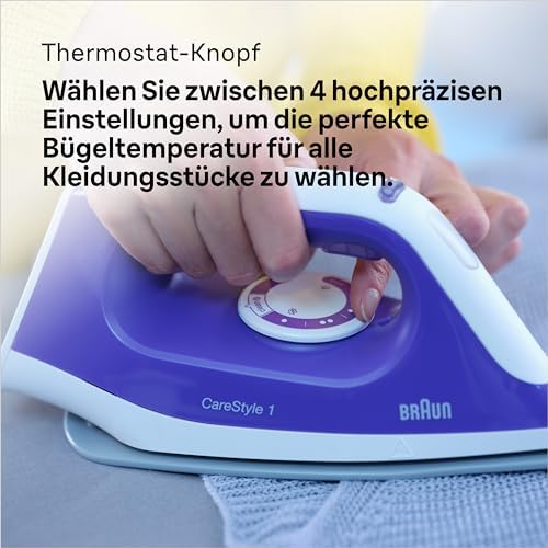 Bild 1 - Braun CareStyle 1 IS 1014 VI Dampfbügelstation, SuperCeramic Bügelsohle, 3 Thermostat-Einstellungen, Vertikaldampf-Funktion, Easy CalcClean, Dampfstoß 360 g/min, 1,5 L Wassertank, 2200 W, Weiß-violett