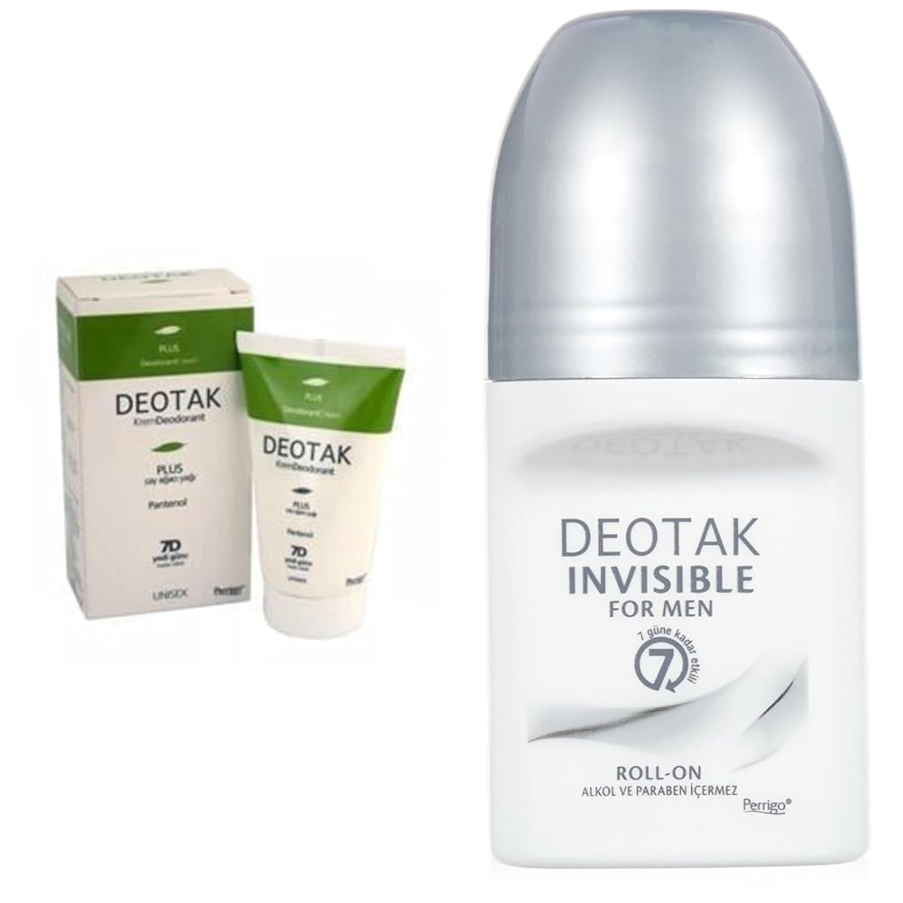 Deotak Plus Krem Deodorant 35 ml 1 Paket(1 x 35 ml) x Erkekler için Invisible Roll-On Deodorant (35 ml)