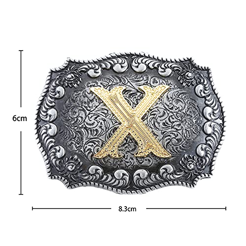 Image of HUABOLA CALYN Belt Buckle Men, Western Cowboy Rodeo Small Alphabet Letter ABCDMRJ to Z Initial Belt Buckles for Women