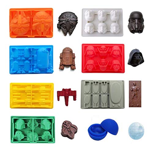FantasyBear Star War Shaped Mold,Flexible Silicone Ice Cube Tray for Star Wars Lovers Water Frozen Mold Chocolate Molds Soap Molds Baking Molds Jello Molds (8pcs Set)