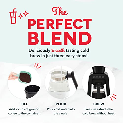 Dash Rapid Cold Brew Maker With Vacupress™ Technology With Glass Carafe For 40 Ounces Of Instant Fresh Cold Brew Coffee Or Iced Tea #TOP4