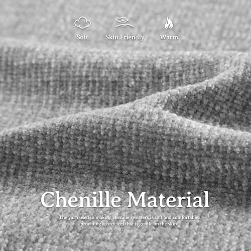 Image of Simple&Opulence Women's Chenille Sweater Crewneck Long Sleeve Pullover Ribbed Cuff Hem Round Neck Jumper Tops