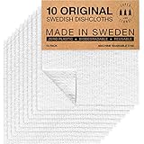 SUPERSCANDI | Bayeta Sueca Super Absorbente, Reutilizable Y Ecologica | Paños De Cocina Biodegradables De Celulosa Y Algodón | Bayeta Cocina | Trapo Cocina, Limpieza | Pack x10, Blanco