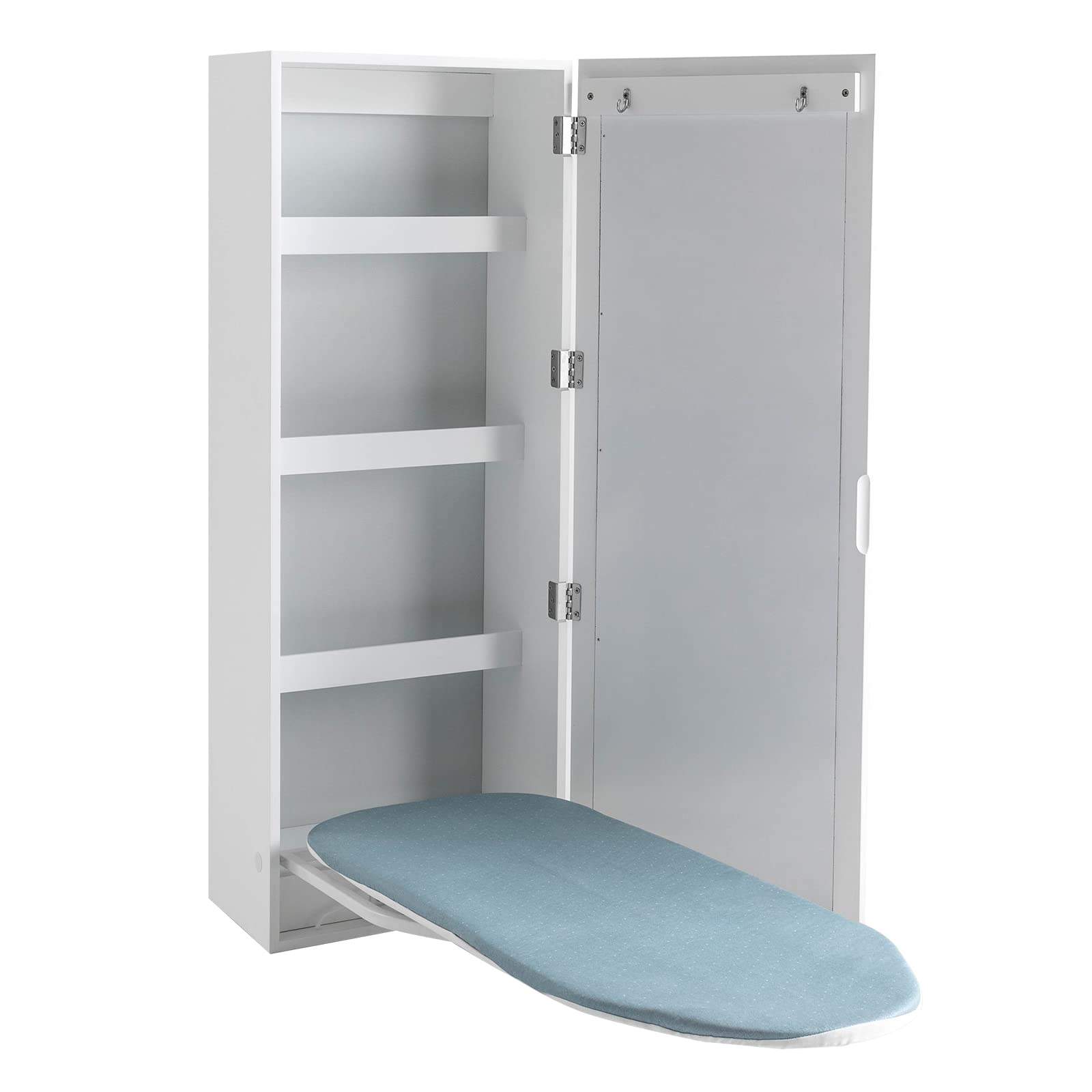 Wall-Mounted Ironing Board Cabinet Ironing Cabinet with Storage Shelves Foldable Ironing Storage Station for Home,Apartment,Small Spaces