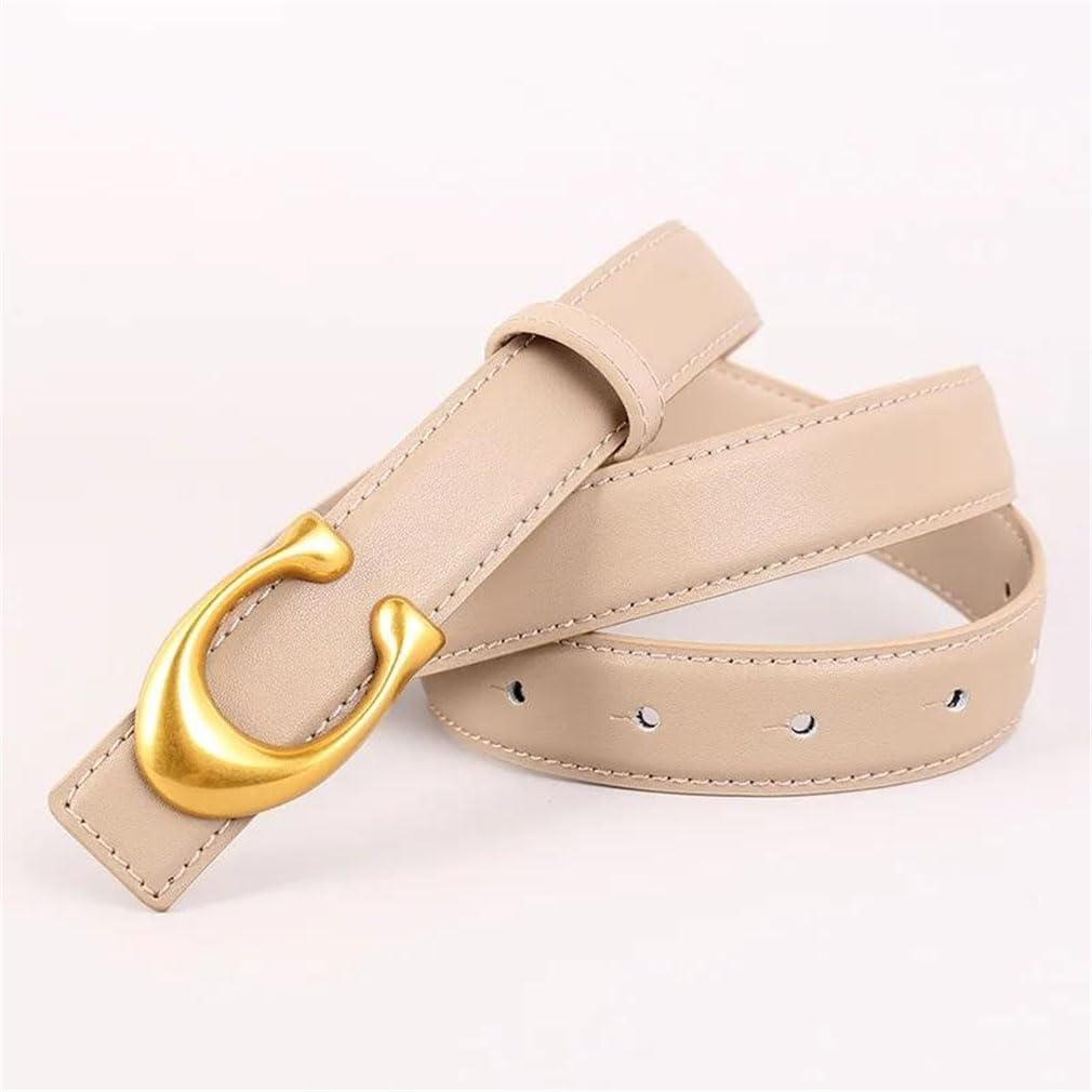 Cinturón de cuero para mujer, de piel de vaca, hebilla de cobre, cinturón de ropa casual