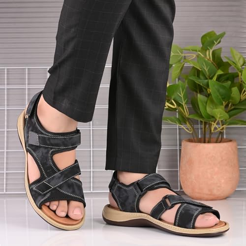 Image of Centrino Men's Sandal |Fisherman EVA Sandals with Cushioned Insocks, Hook & Loop Strap | Trendy and Sporty Design, Premium Upper, Closed Sandal - For Spring Summer Travelling, Walking (2332)