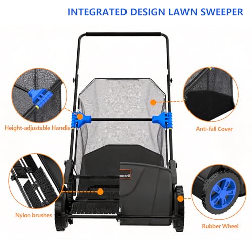 21 Inch Leaf & Lawn Sweeper – Push Powered Garden Sweeper for Grass Clippings, Leaves & Debris – Manual Push Yard Sweepe - Additional View