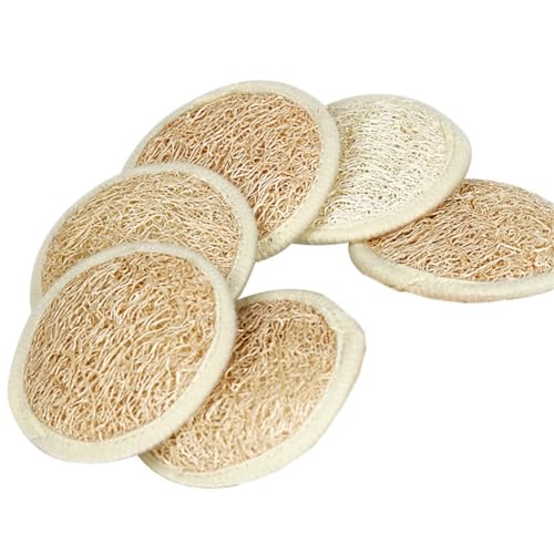 Esponja exfoliante facial natural de lufa, hecha con esponja de lufa natural para ducha, esponja de lufa de baño para mujeres y hombres, para cara que te limpia – 6 unidades (paquete de 1)