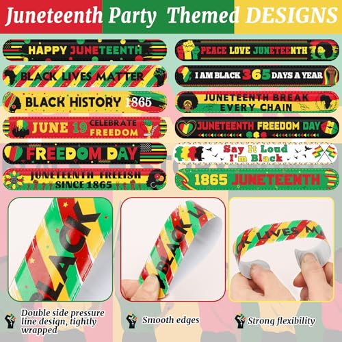 Image of JUNEBRUSHS 56Pcs Juneteenth Slap Bracelets Party Favors