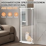 DunleyMin Schutzgitter für Haustiere Extra Hoch, Haustiergitter Extra Hoch mit Doppelverriegelung, 180° Türöffnung, Automatische Türschließung, Ohne Bohren (Weiß)