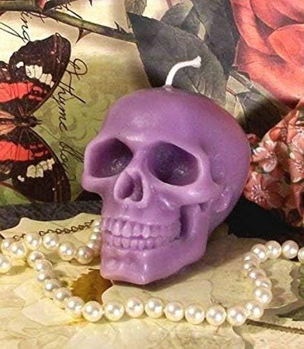 Beeswax Light Purple Skull Candle
