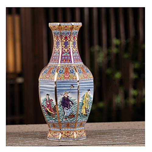 jinyi2016SHOP Maceta Jingdezhen Florero de Porcelana Ornamentos de Porche Oficina Antigua Esmalte de Porcelana Colección Antigua Jarrón Cuadrado con Agujero De Drenaje Macetas (Color : E)