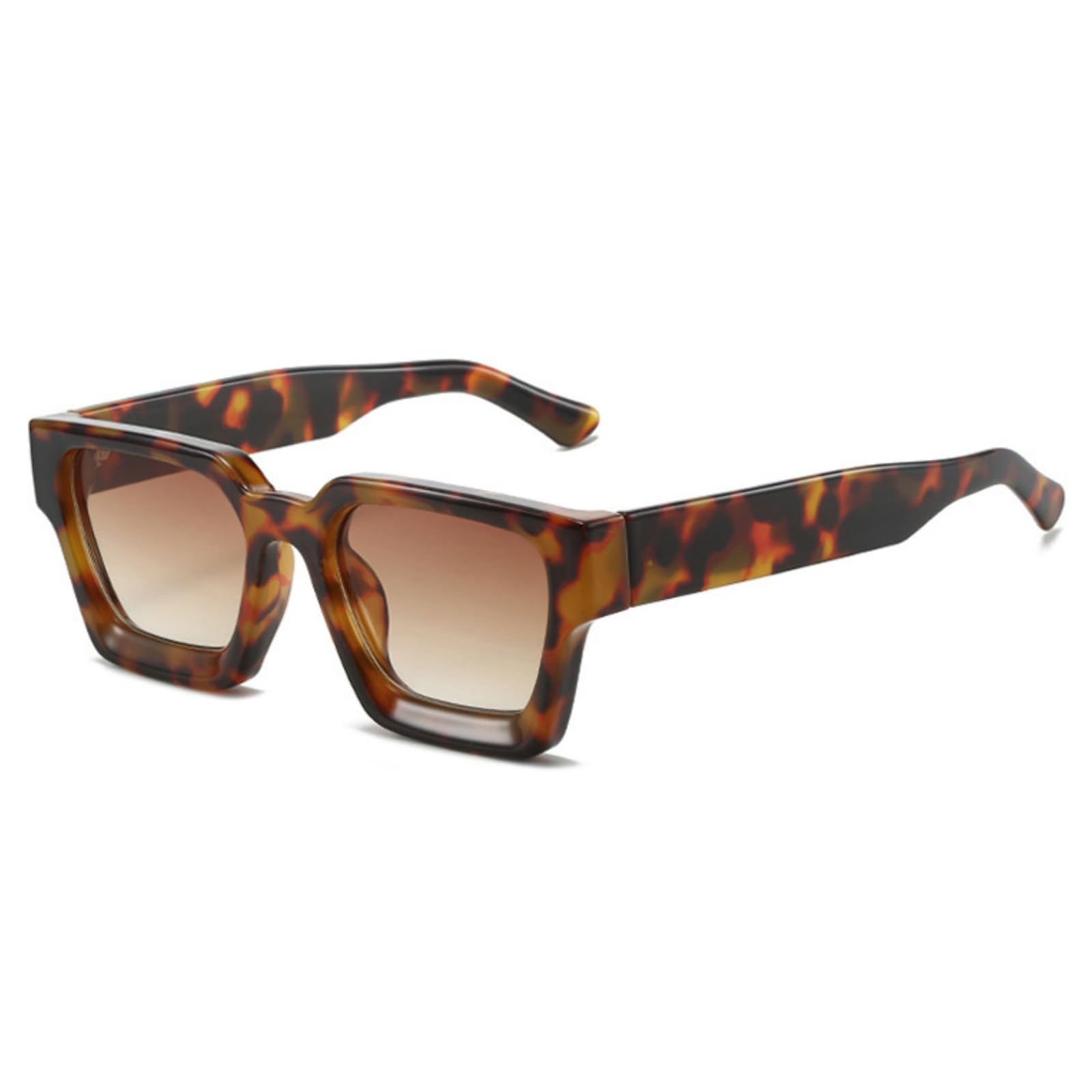 ASYHV Vintage Rechteckige Sonnenbrille für Frauen Männer Dickes Gestell Retro Brillen mit UV400 Schutz für Outdoor, Autofahren und Reisen