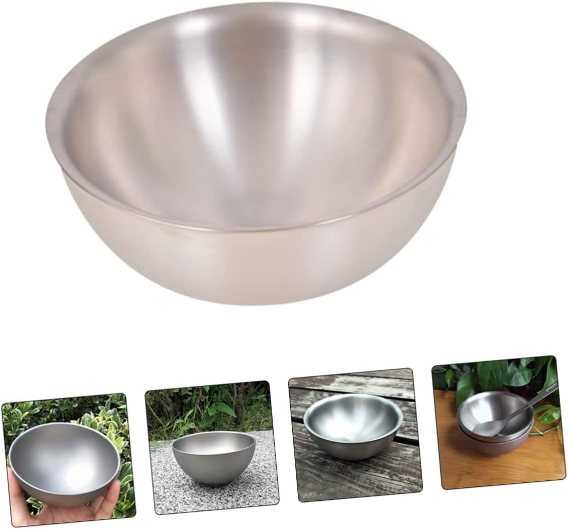 BESTonZON 1pc Double Titanium Bowl Lightweight and Camping Tableware for Outdoor Activities for Picnics Hiking Bbq and Home Use