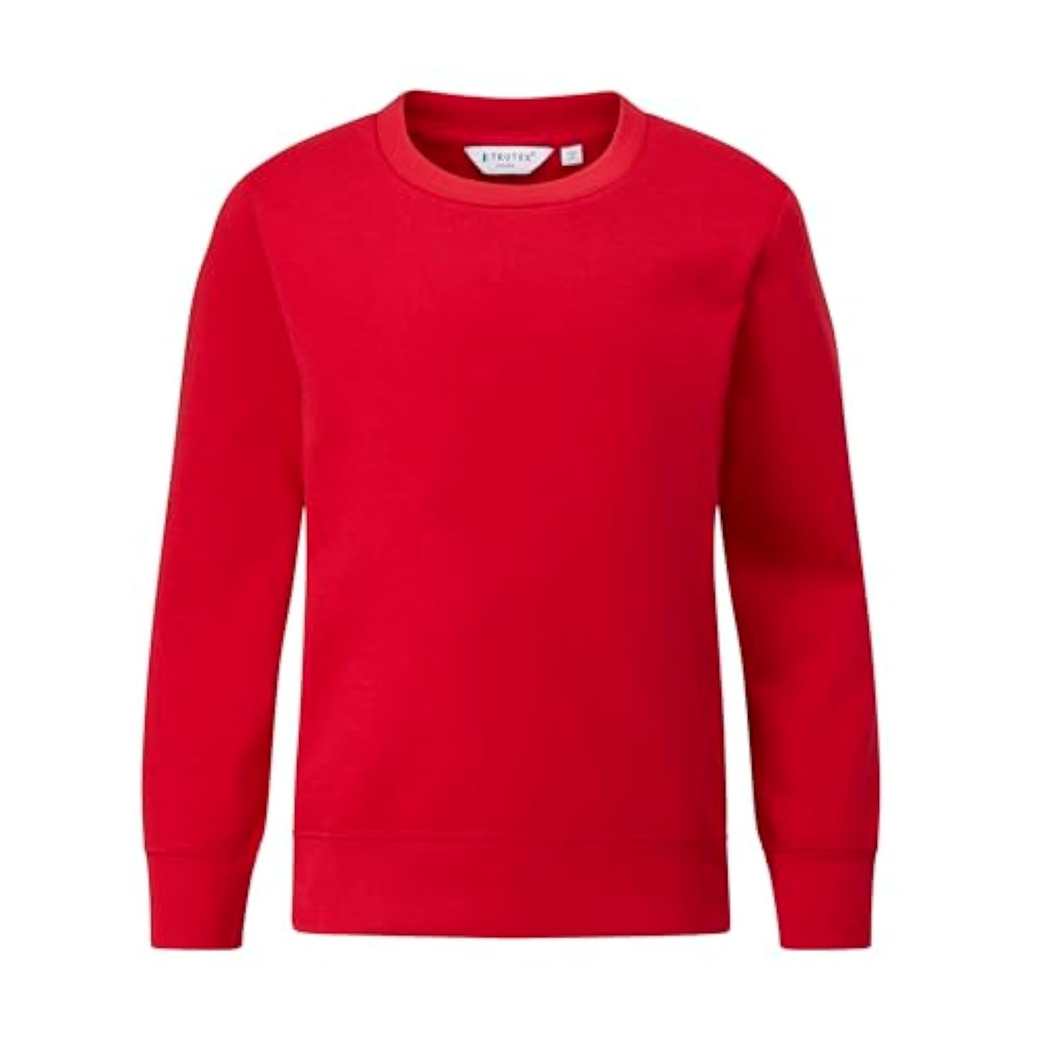 Trutex Basics Kids Bright Red School Sweatshirt – Crew Neck Cotton-Rich Standard Fit School Uniform Jumper for Boys and Girls