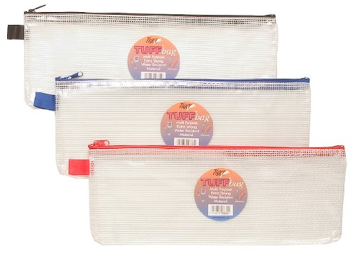 Pencil Case Size (33cm X 13 cm) Tuff Bags Clear Reinforced Storage Folders Bags Zippa Zip Wallet Case Heavy Duty 300860 (1 Pack)