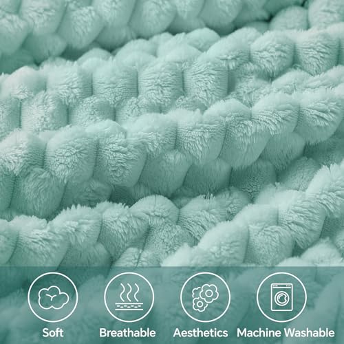 Image of BEDELITE Haze Blue Throw Blanket for Couch, Soft Cozy Gift for Women, 50*60 | 3D Jacquard Decorative Fleece Blanket, Super Soft Plush Throws, Cute Birthday Gift for Women & Men, Suitable for All Seasons