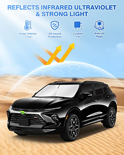 Image of Canvcle Windshield Sun Shade for 2019-2025 2026 Chevrolet /Chevy Blazer Accessories Side Rear Window Shade Cover Sun Visor Shield Privacy Protection Keep Vehicle Cool Black 8PCS