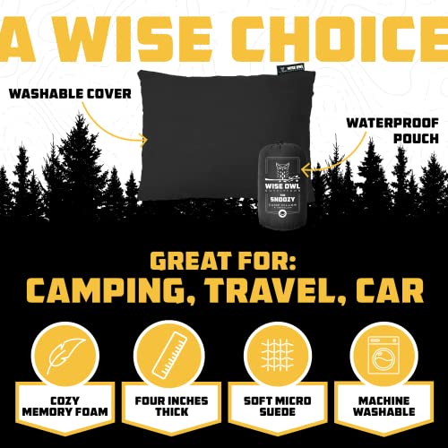 Image of Wise Owl Outfitters Camping Pillow - Memory Foam Travel Pillow for Airplane Sleeping, Hiking, Backpacking & Outdoor Use - Small & Portable for Adults, Car, Camp & Tent