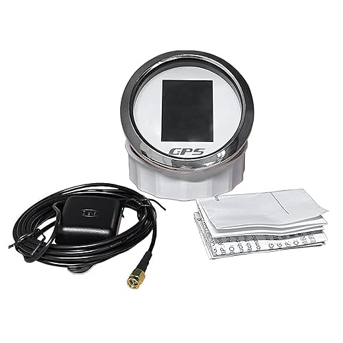 Miniatura 5 de ELING Autometer GPS Velocímetro Digital Odómetro con Voltímetro 12V 24V para Coche Motocicleta Camión Barco 3 38 pulgadas (blanco)