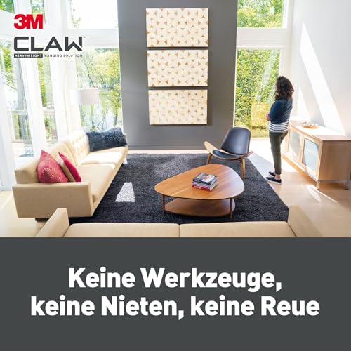 3M CLAW Haken für Trockenbauwände – 6er Set, hält bis zu 20 kg – für schwere Gegenstände, Spiegel und Dekoration – ohne Werkzeug montierbar