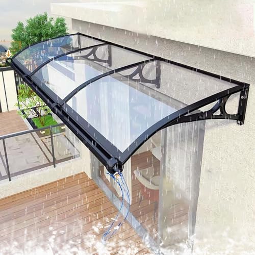 Toldo de policarbonato transparente para puerta con soporte de aluminio de exterior 2