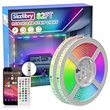 Skzlibry RGB+IC 82FT LED Strip Lights, Continuous Connection Smart LED Lights for Bedroom, Bluetooth LED Lights APP Control, Color Changing LED Light Music Sync for Gaming Room, Indoor