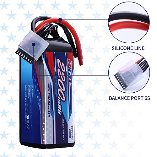 SIGP Bateria Lipo 6S 22,2 V 2200mAh 40C Soft Pack para RC Helicóptero Avião FPV Drone Quadcopter Rac
