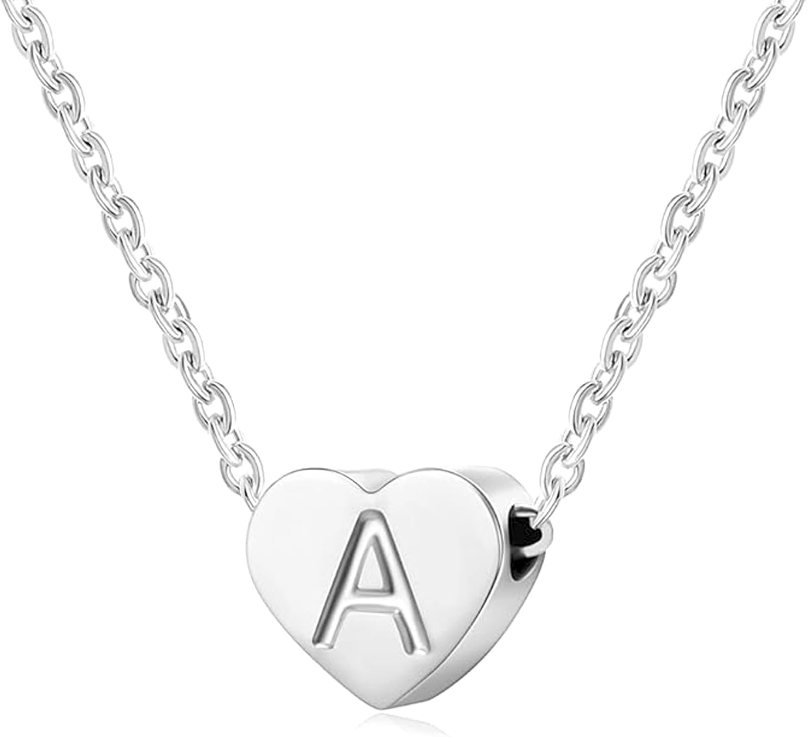 Silver Necklaces for Women Heart Initial Letter A-Z Pendant Necklace Personalized Tiny Capital Alphabet Choker Chain Birthday Jewellery Gifts for Girls Girlfriend Wife Lady