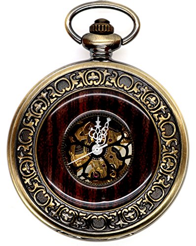 Steampunk Vintage Roman Letters Design Case Mechanical Pocket Watch with Chains for Xmas Gifts